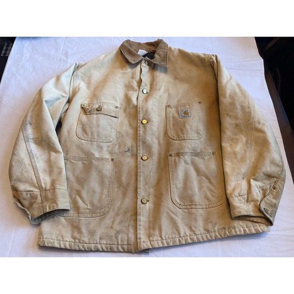 Carhartt Other - Vintage Carhartt USA Chore Coat Blanket Lined Tan Duck Work Jacket 100 Years Vtg